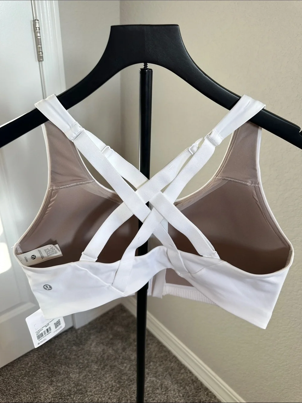 lululemon athletica White Front-Zip Sports Bra with Crisscross Straps